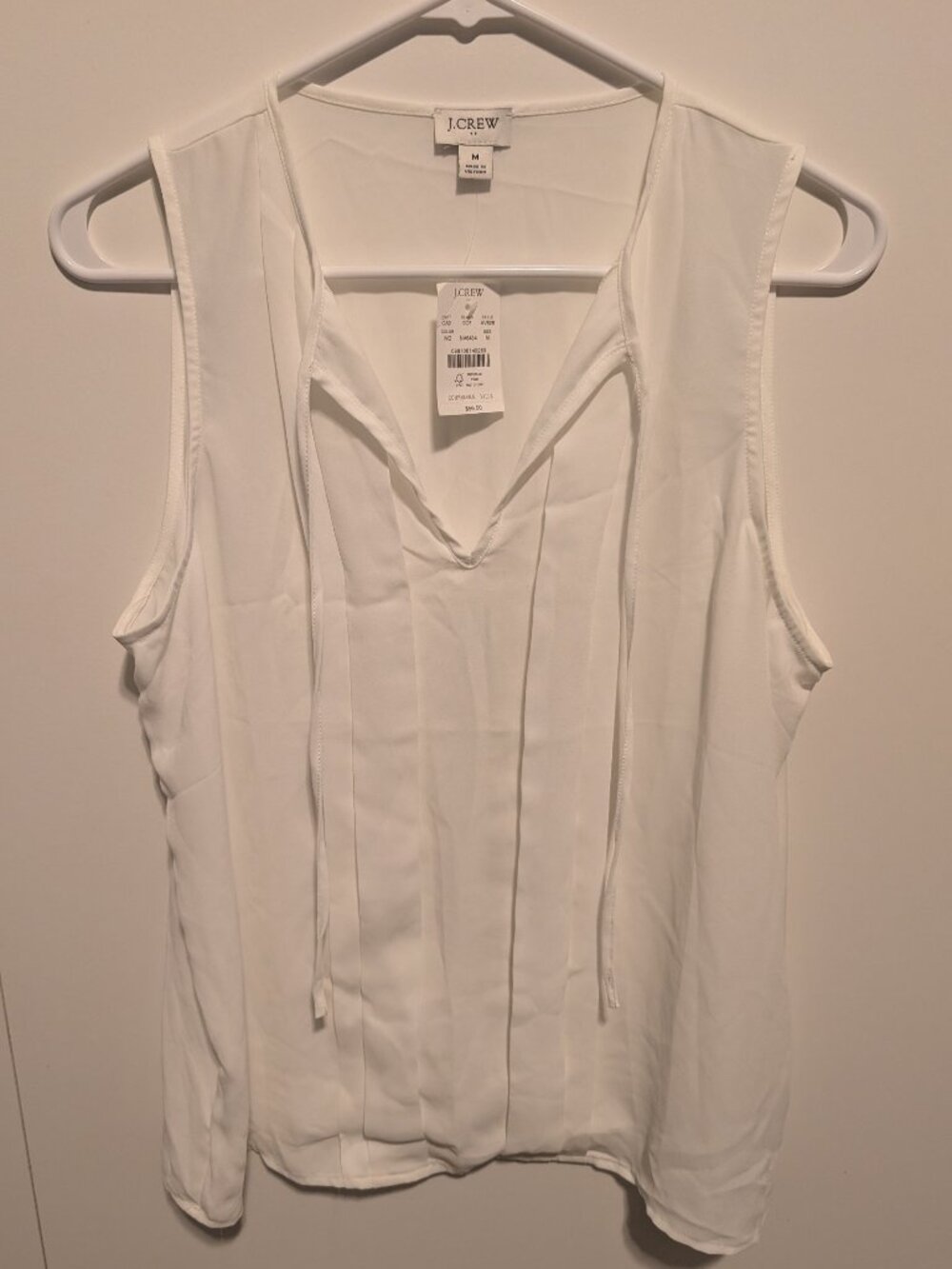 J.Crew sleeveless pleated tie-neck top - Med - NWT